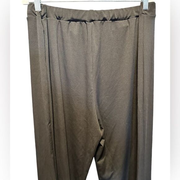 NWOT Plus Size Black Polyester Pants Flare Leg Elastic Waist - Size 5x fits 3X - Picture 3 of 7